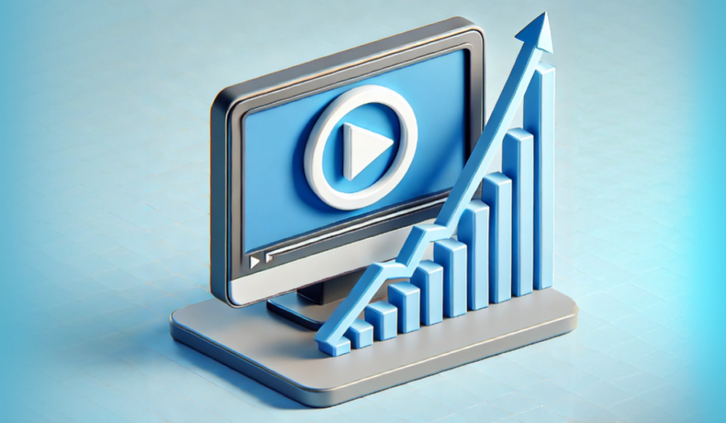 Video playing on computer monitor and increasing number of views